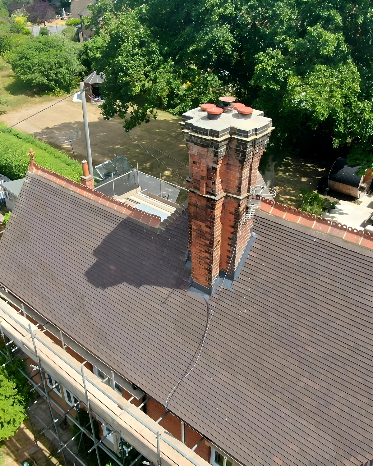 Rebuilt chimney stack with a new lead tray and clay pot fitted
