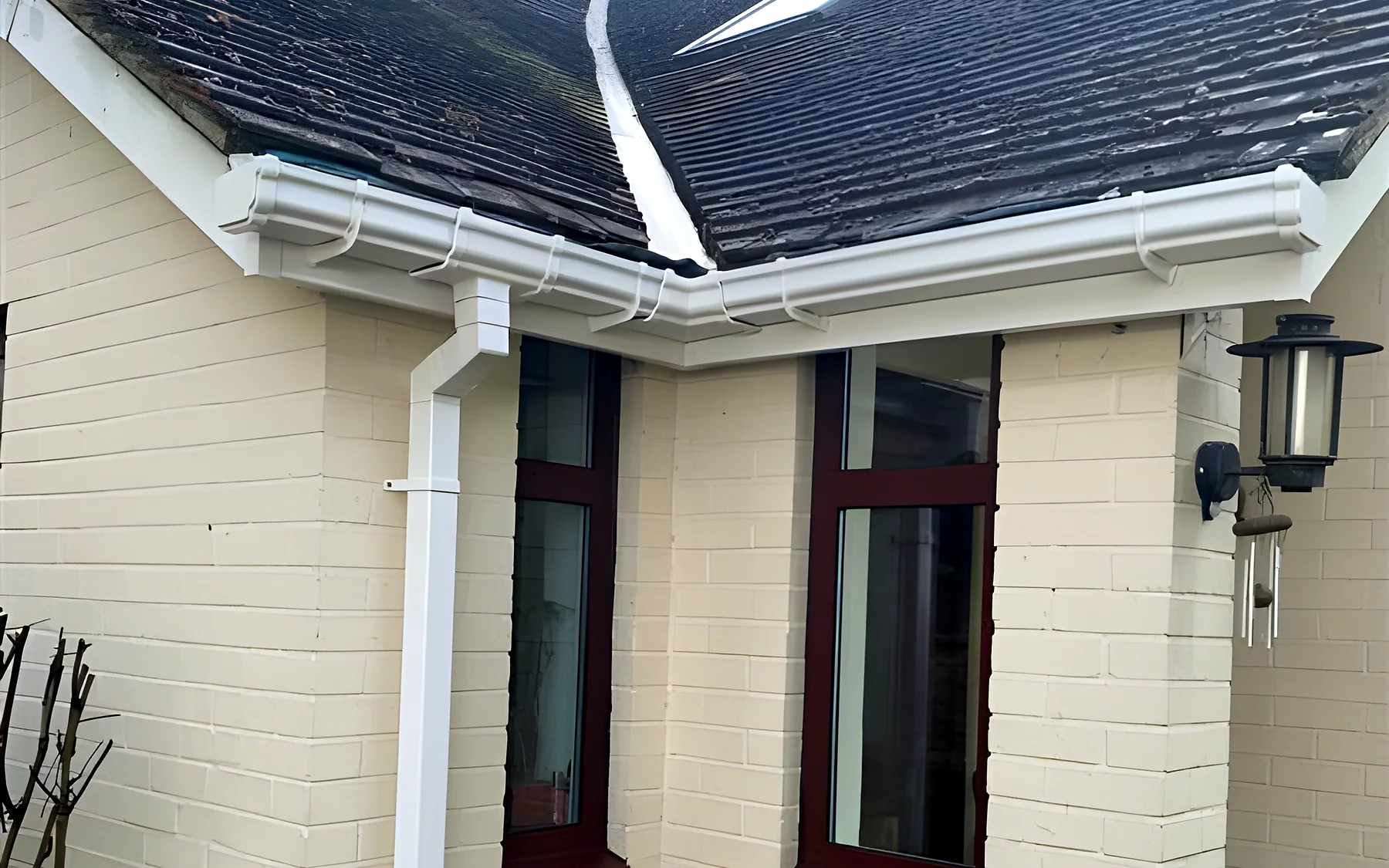 New white fascias and soffits on a bungalow