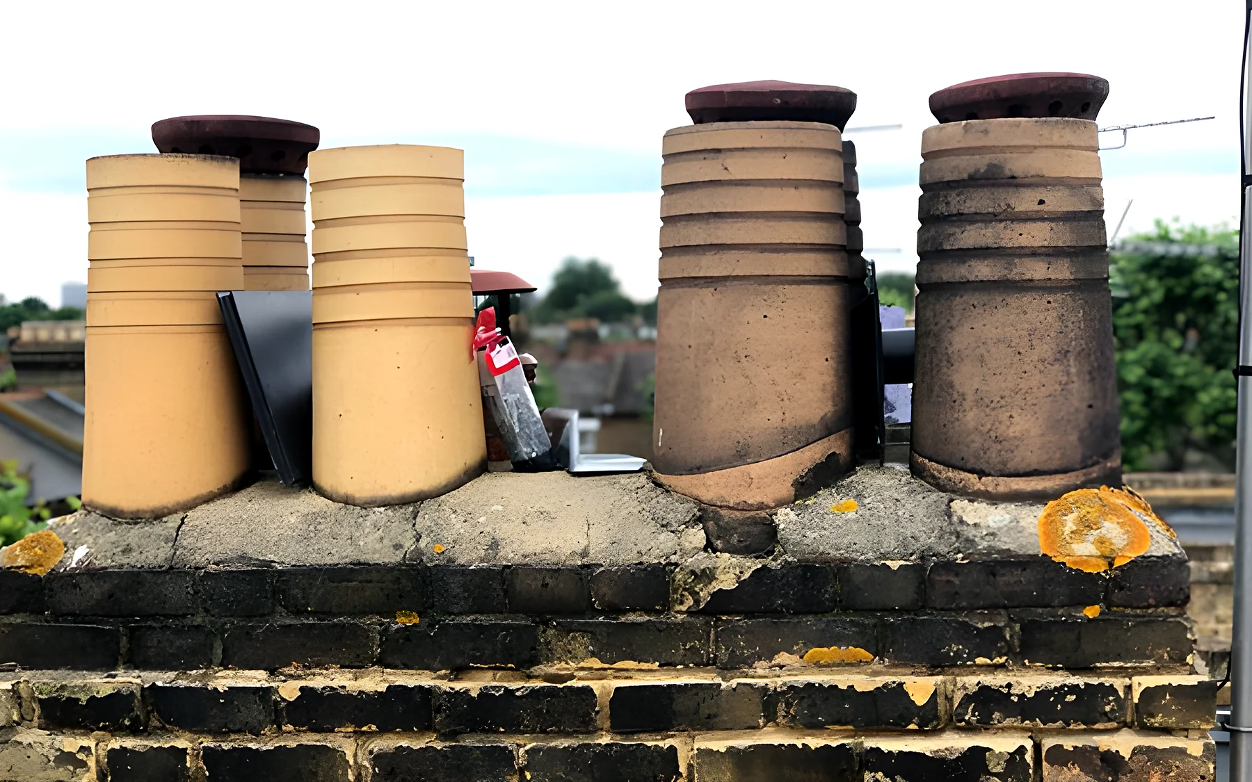 Chimney pots after repointing