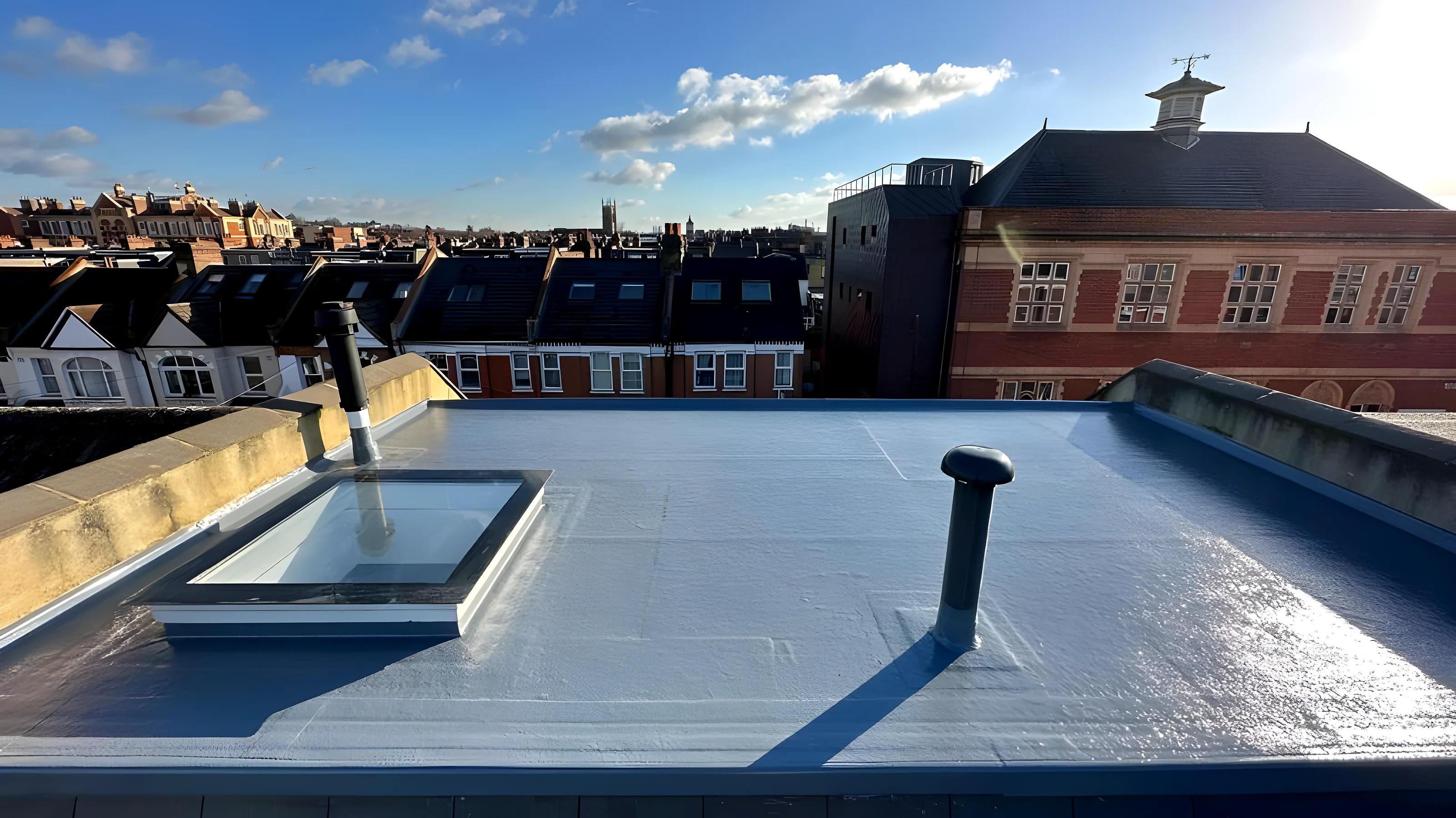 Completed hipped roof in natural slate