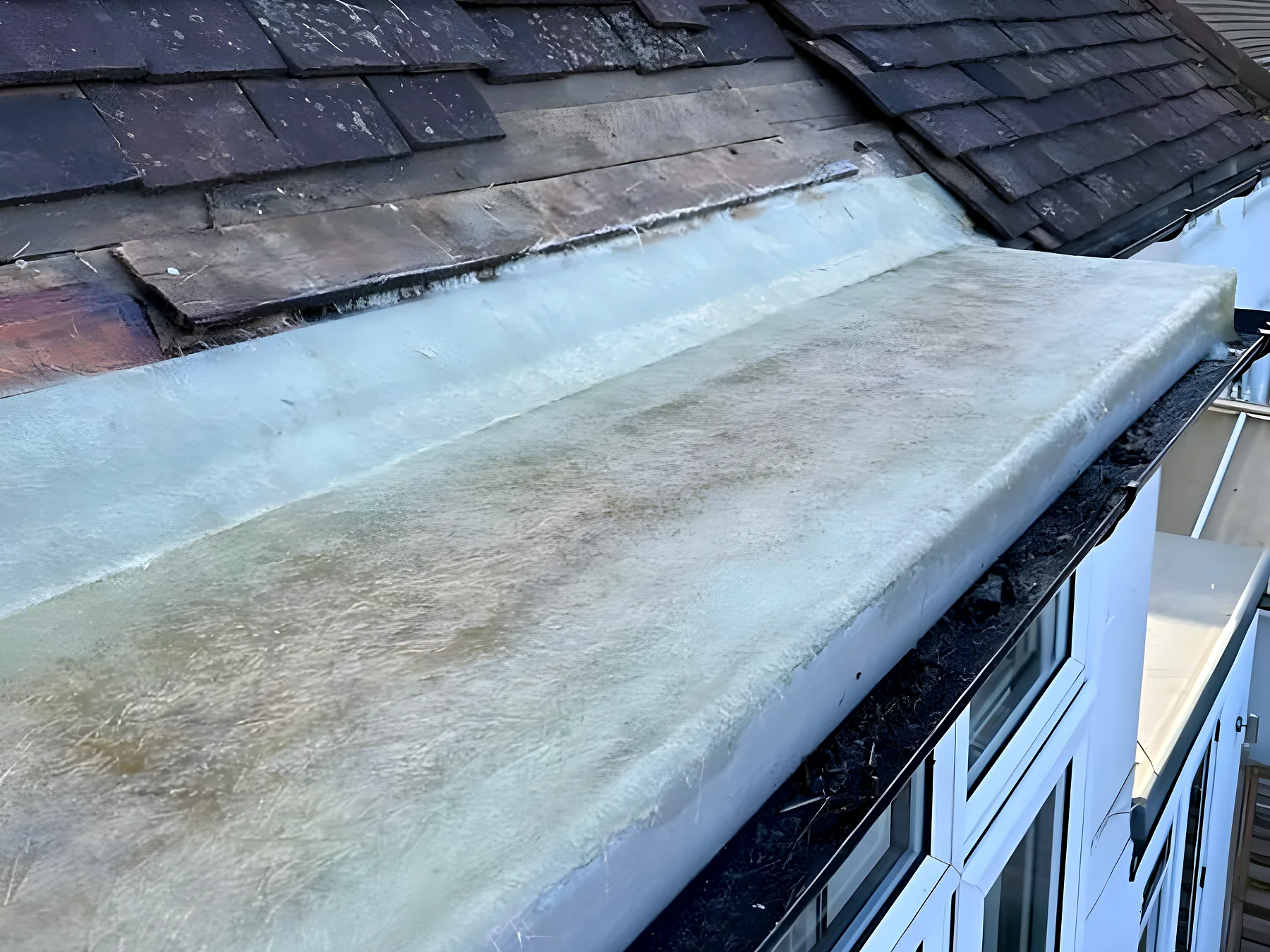 A gutter relined in GRP