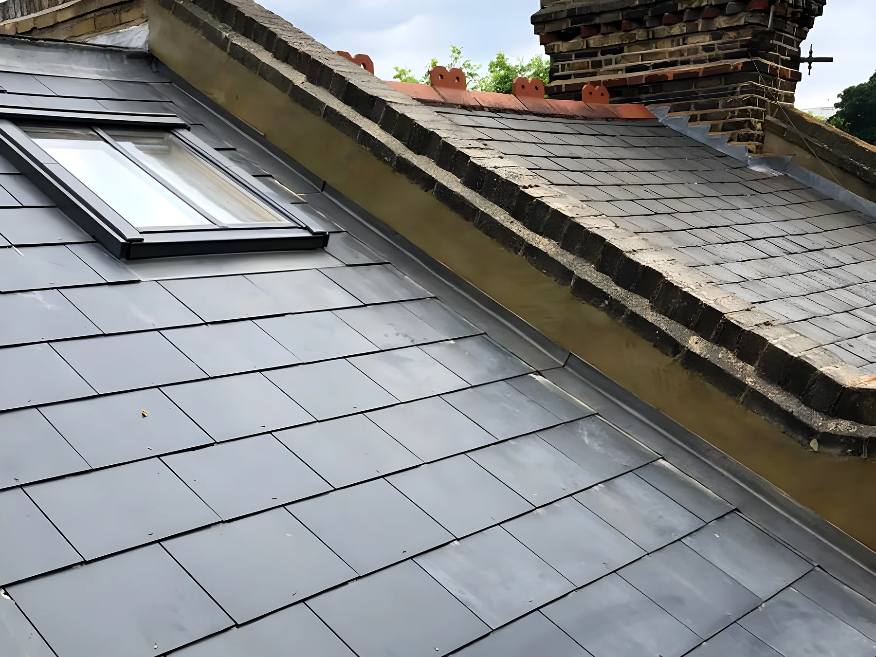 New slates around a rooflight