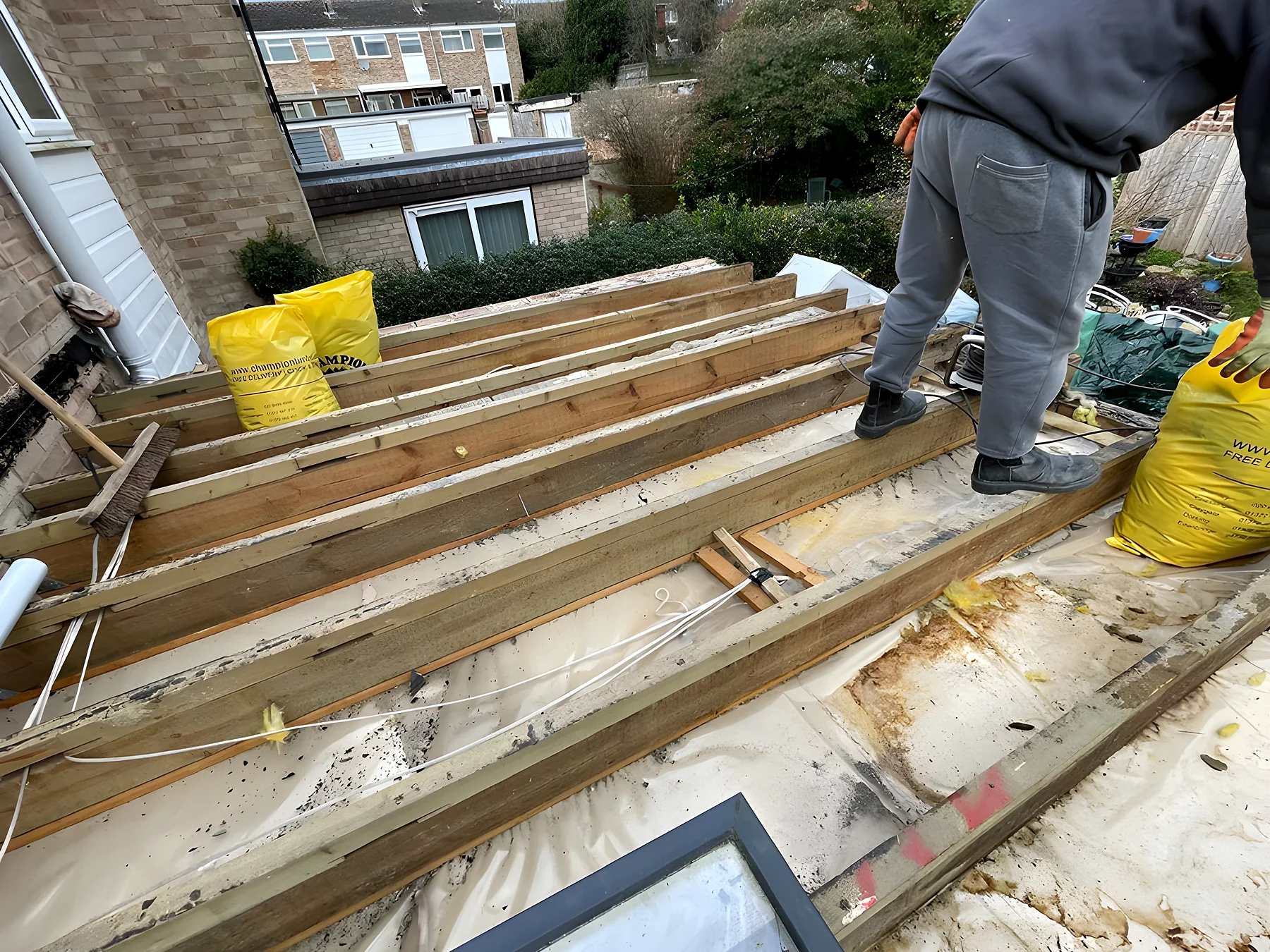 New joists going in on a flat roof