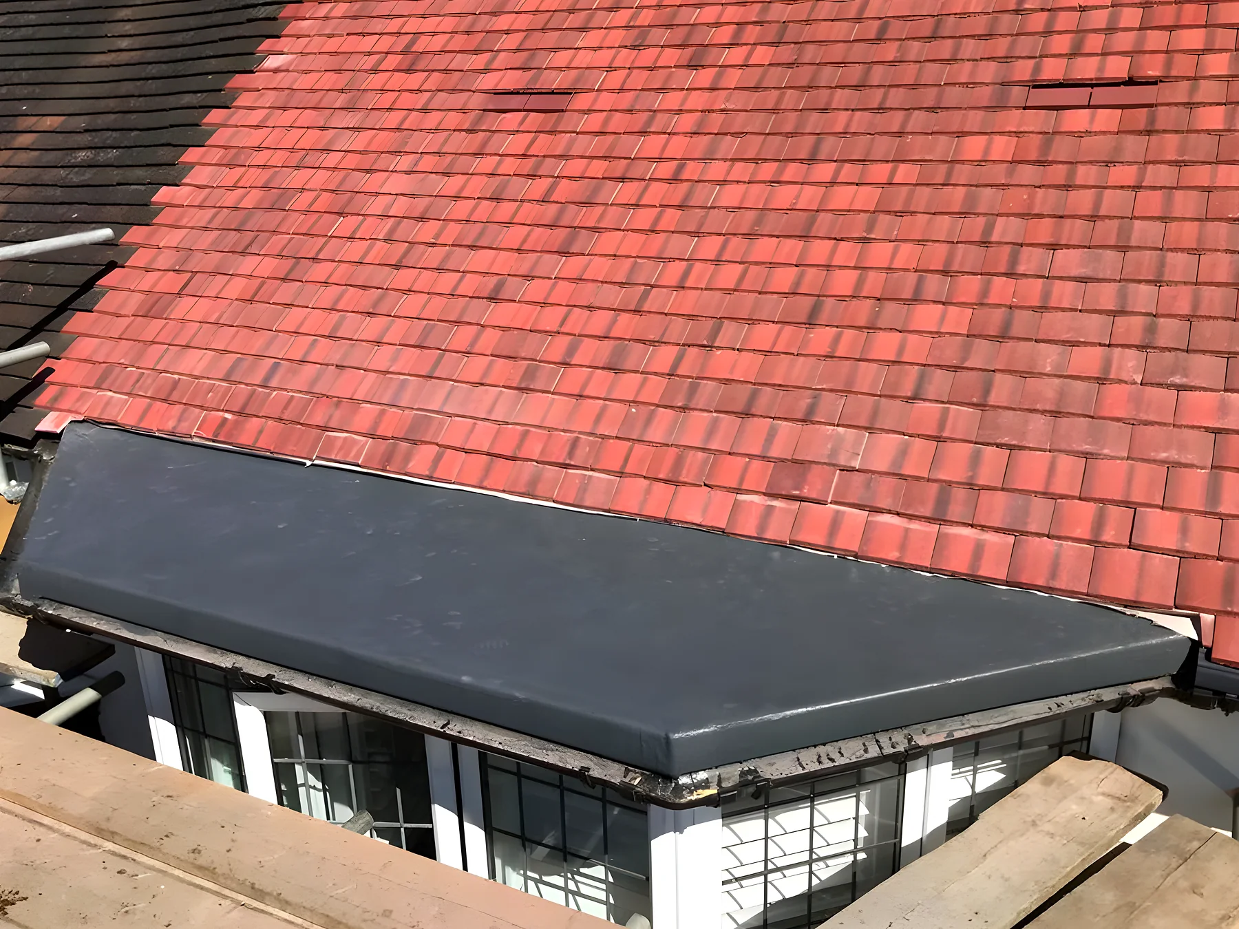 Finished grey GRP flat roof