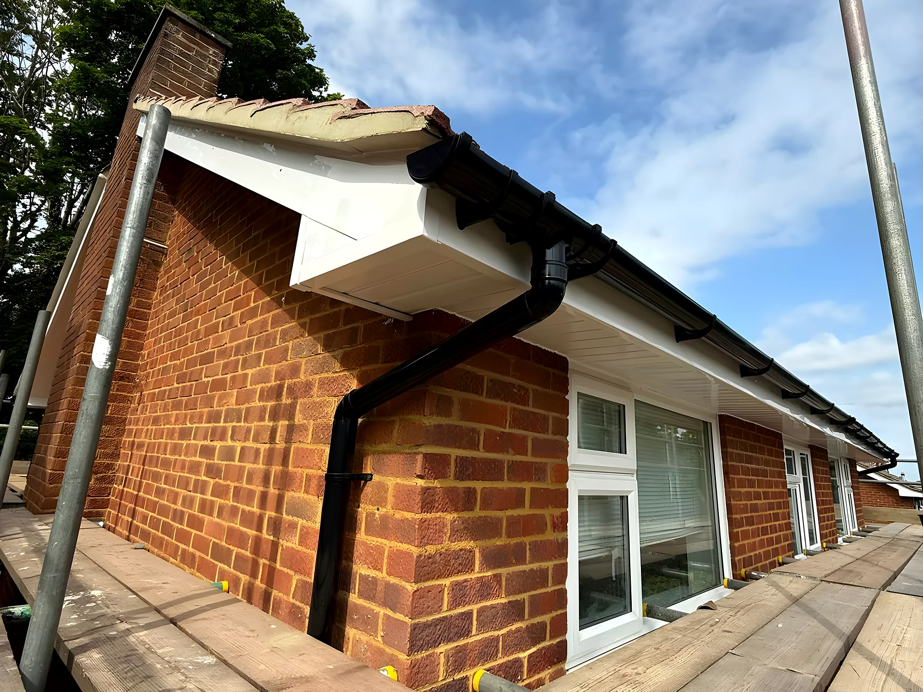 New guttering run along the eaves